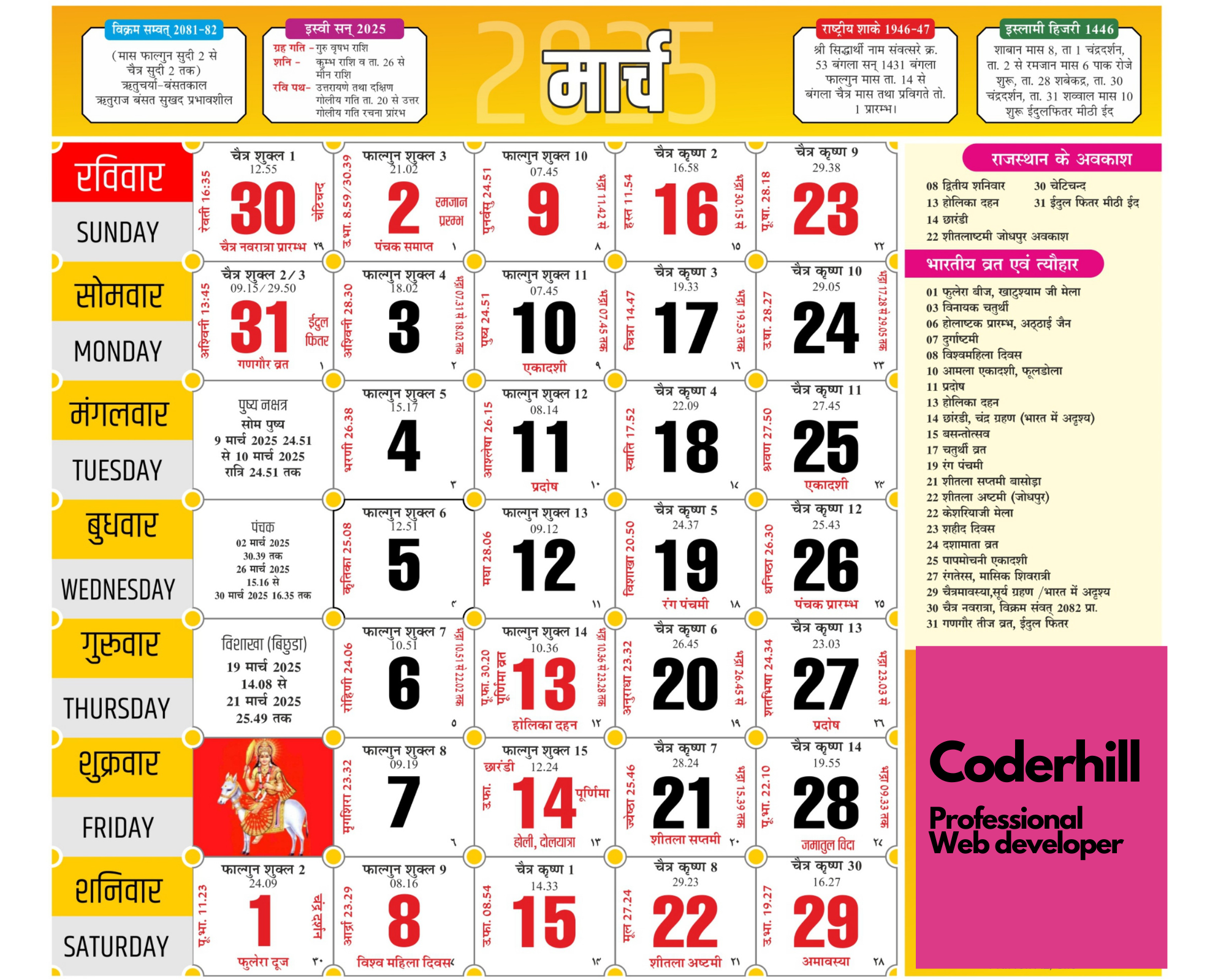 March - Hindu Calendar